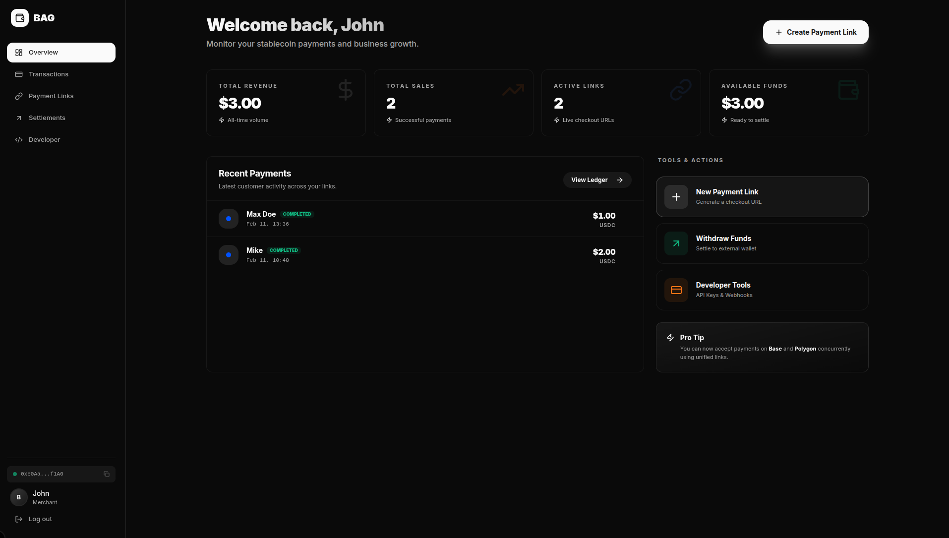 Merchant Dashboard Preview